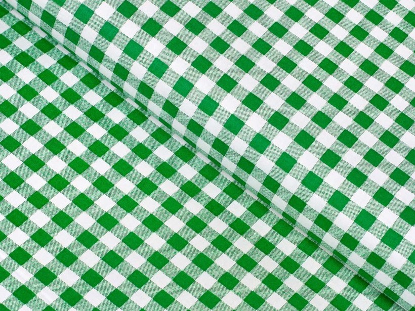 Płótno bawełniane - zielono-biała kratka