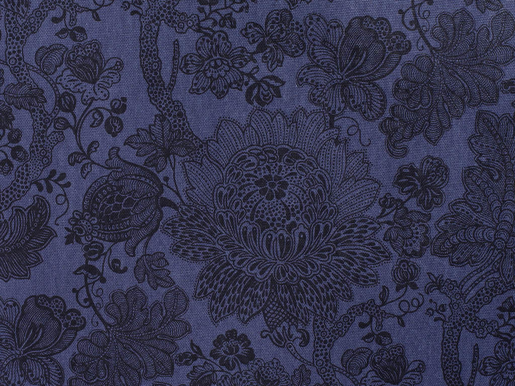 Tkanina bawełniana Mestral - atramentowo-niebieskie kwiaty