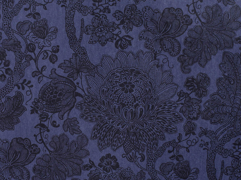 Tkanina bawełniana Mestral - atramentowo-niebieskie kwiaty