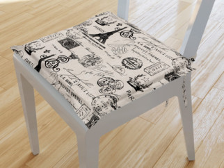 Kwadratowa poduszka na krzesło z ozdobną kantą 38x38 cm Kanafas - Paryż