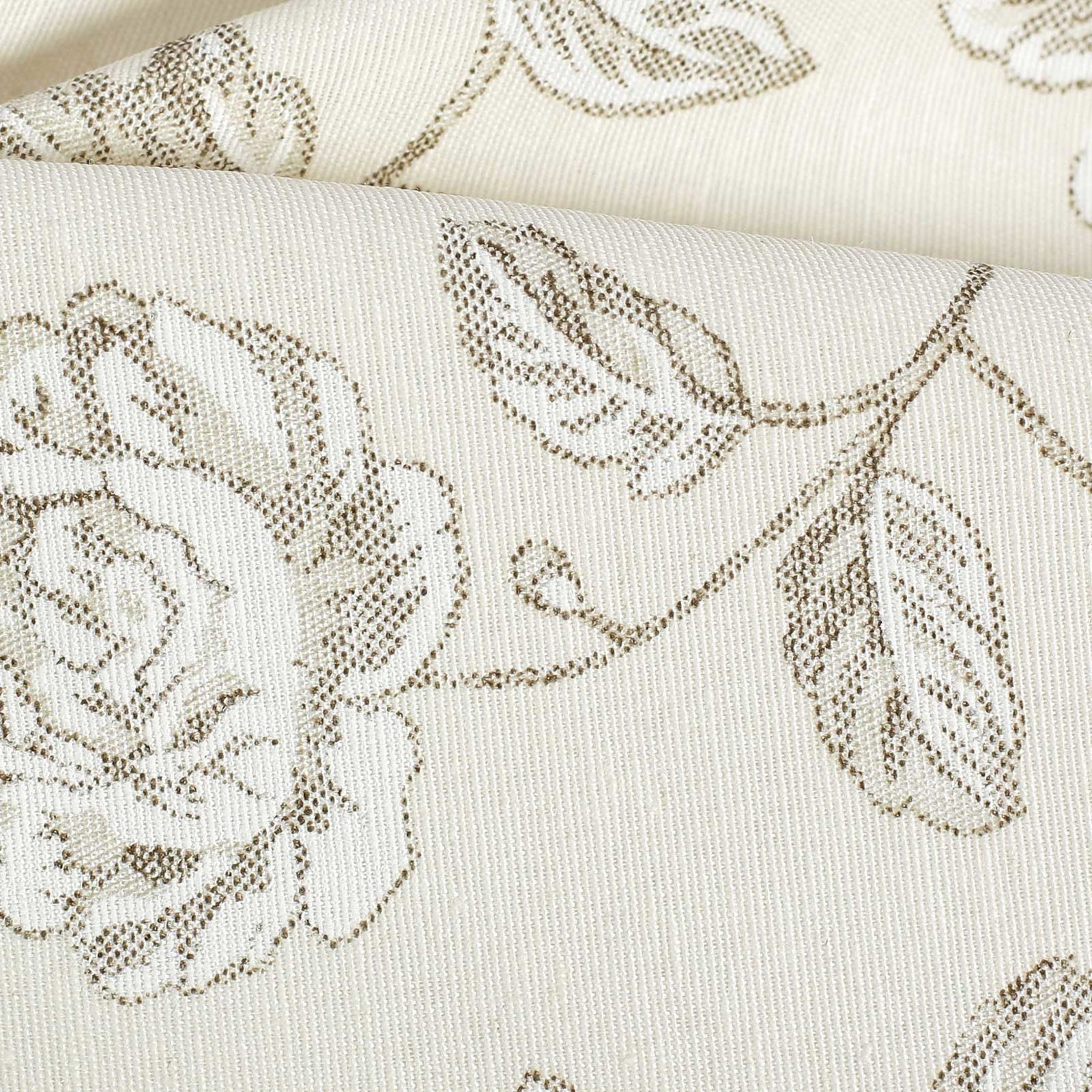 Tkanina dekoracyjna Loneta - białe róże na kremowym