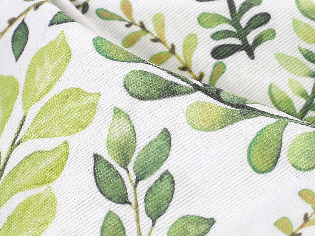 Tkanina dekoracyjna Loneta - zielone liście