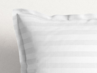 Poszewka na poduszkę z ozdobną kantą adamaszkowa - białe pasy 2 cm