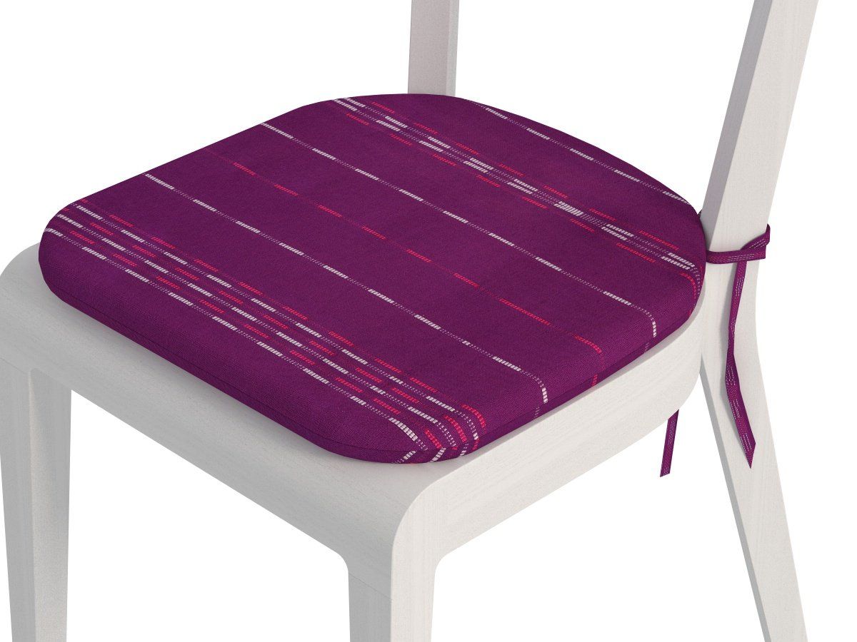 Zaokrąglona poduszka na krzesło 39x37 cm Kanafas - fioletowe pasy