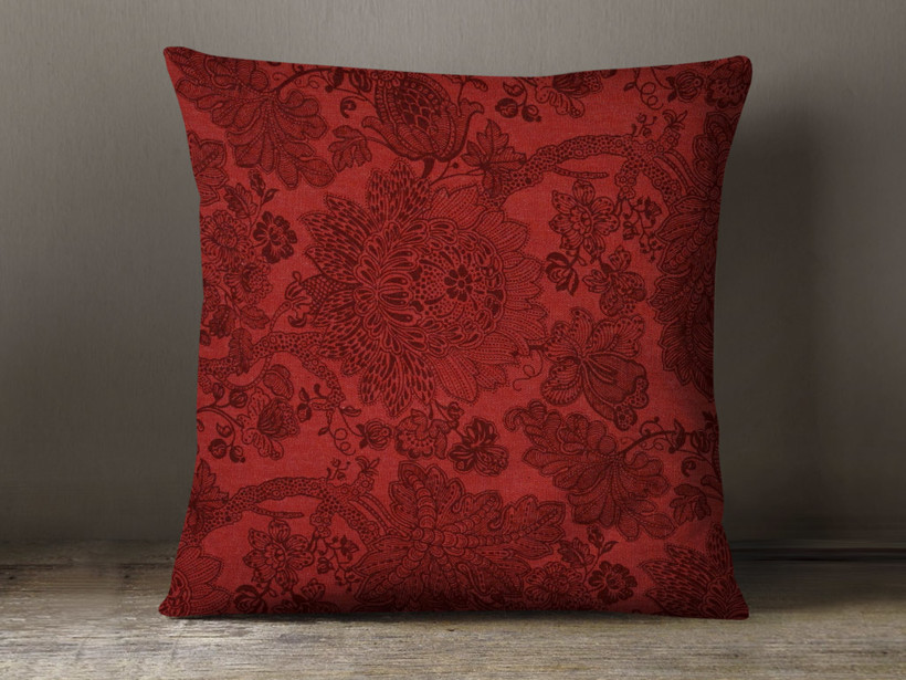 Poszewka na poduszkę bawełniana Mestral - ornamenty na czerwonym