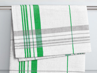 Ścierka kuchenna bawełniana - zielono-szare paski na białym