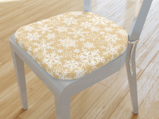 Zaokrąglona poduszka na krzesło 39x37 cm - płatki śniegu na złotym