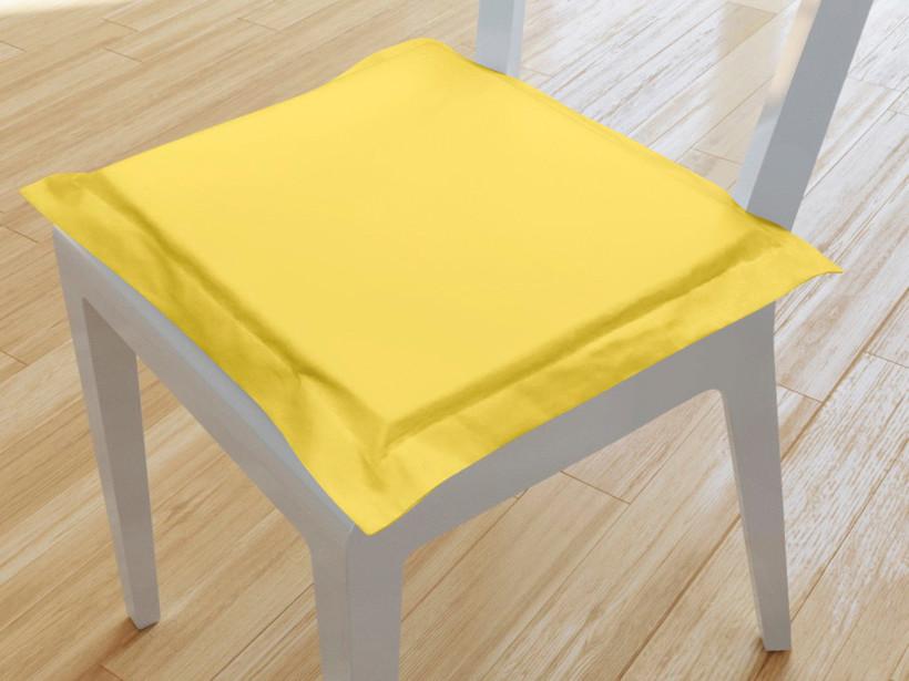 Kwadratowa poduszka na krzesło z ozdobną kantą 38x38 cm Suzy - żółta