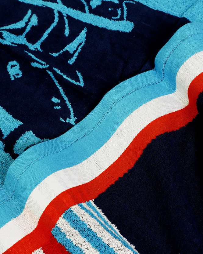 Duży ręcznik plażowy Polo 90x165 cm - niebieski