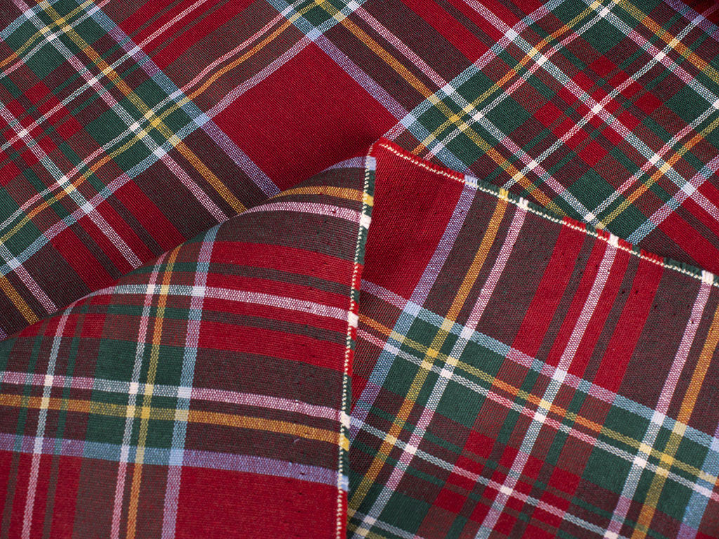 Tkanina dekoracyjna Loneta - duża czerwona kratka