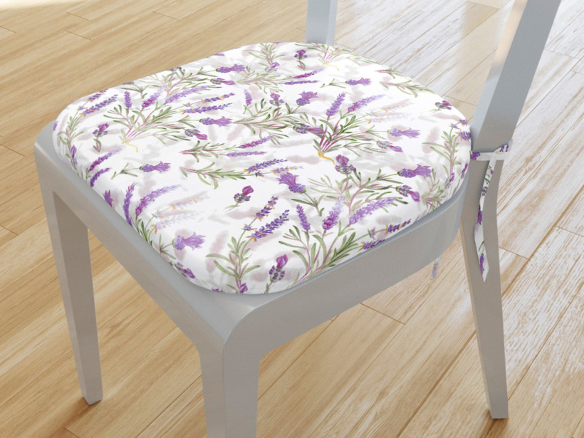 Zaokrąglona poduszka na krzesło 39x37 cm - lawenda z Prowansji