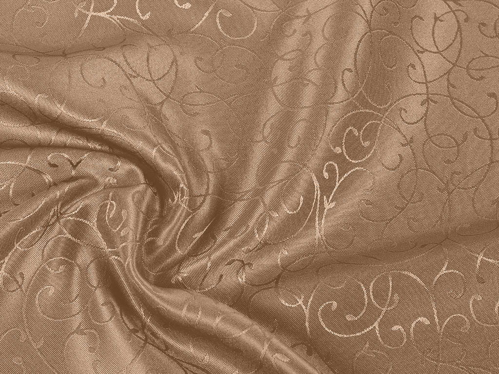 Luksusowa tkanina obrusowa dekoracyjna - ornamenty na brązowym