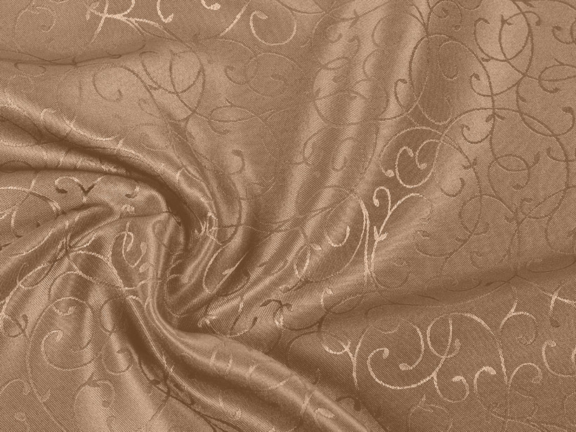 Luksusowa tkanina obrusowa dekoracyjna - ornamenty na brązowym