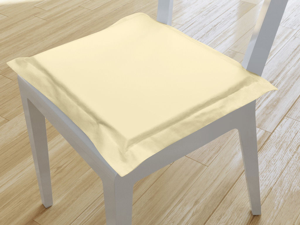 Kwadratowa poduszka na krzesło z ozdobną kantą 38x38 cm Suzy - kremowa