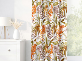 Zasłona dekoracyjna Loneta na taśmie - kolorowe liście palmowe