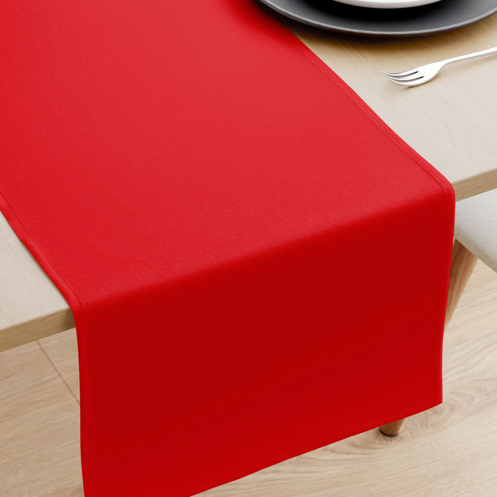 Bieżnik na stół z płótna bawełnianego - czerwony