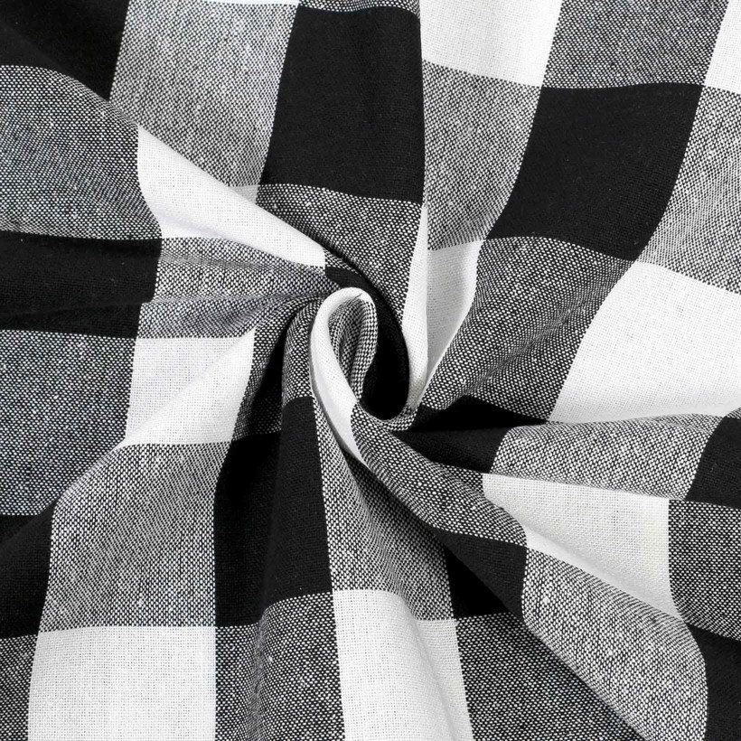 Mocna tkanina bawełniana Kanafas 230 g/m2 - duża kratka czarno-biała
