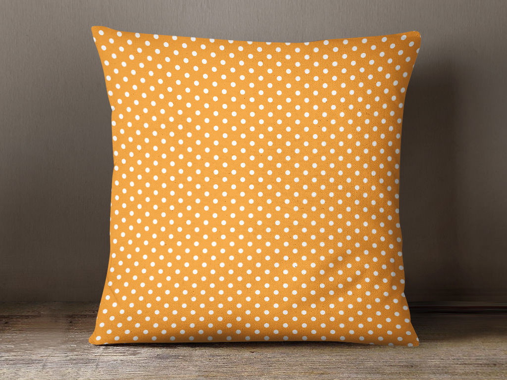 Poszewka na poduszkę bawełniana - białe kropki na pomarańczowym