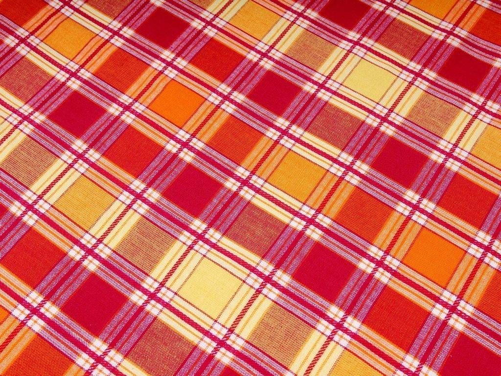 Mocna tkanina bawełniana Kanafas 230 g/m2 - kratka różowo-pomarańczowo-żółta