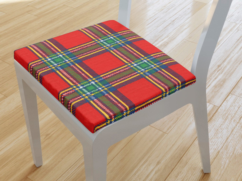Kwadratowa poduszka na krzesło 38x38 cm - czerwona kratka