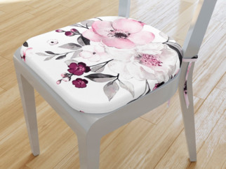 Zaokrąglona poduszka na krzesło 39x37 cm - kwiaty sakury