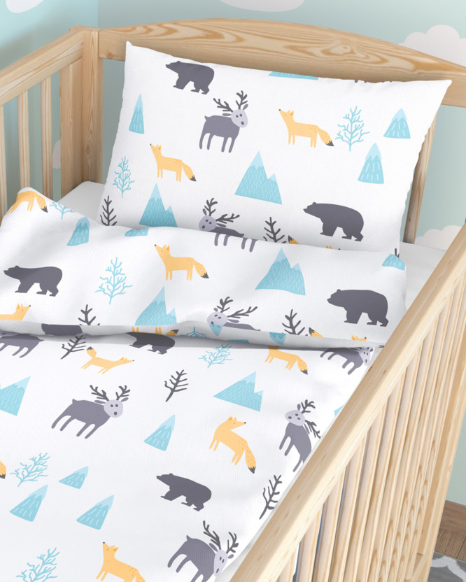 Pościel bawełniana do łóżeczka - malowane polarne zwierzęta