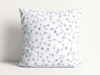 Poszewka na poduszkę bawełniana - niebiesko-szare kwiatki i motylki na białym