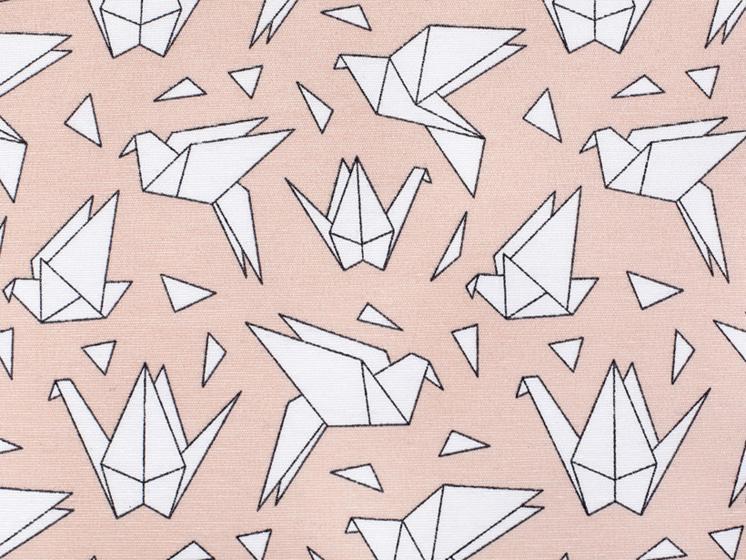 Tkanina dekoracyjna Loneta - origami na łososiowym