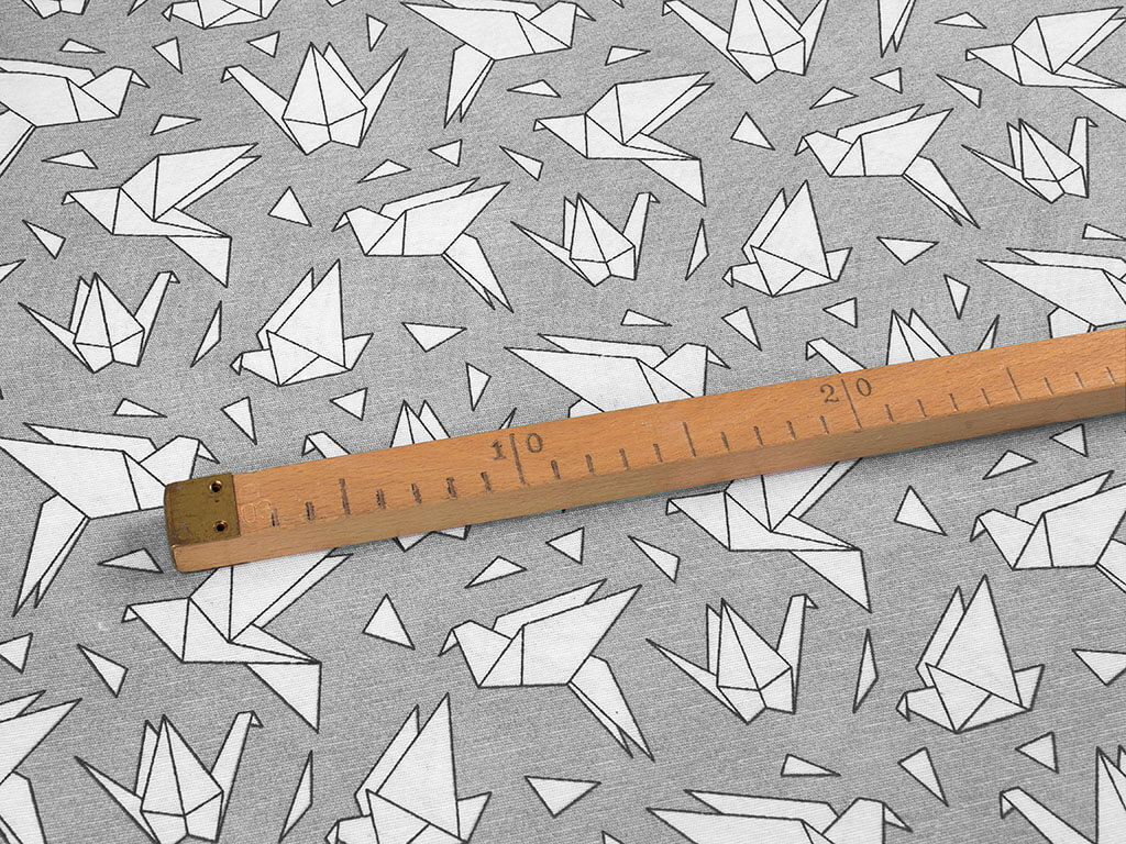 Tkanina dekoracyjna Loneta - origami na szarym