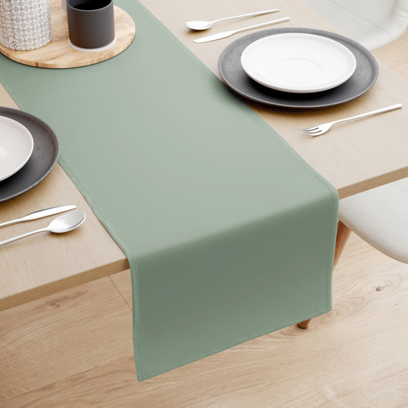 Bieżnik na stół z płótna bawełnianego - szałwiowy zielony
