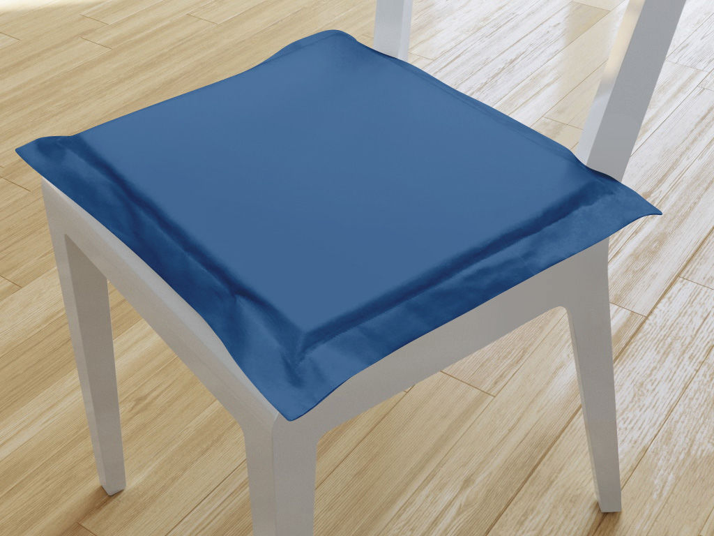 Kwadratowa poduszka na krzesło z ozdobną kantą 38x38 cm Suzy - błękit królewski