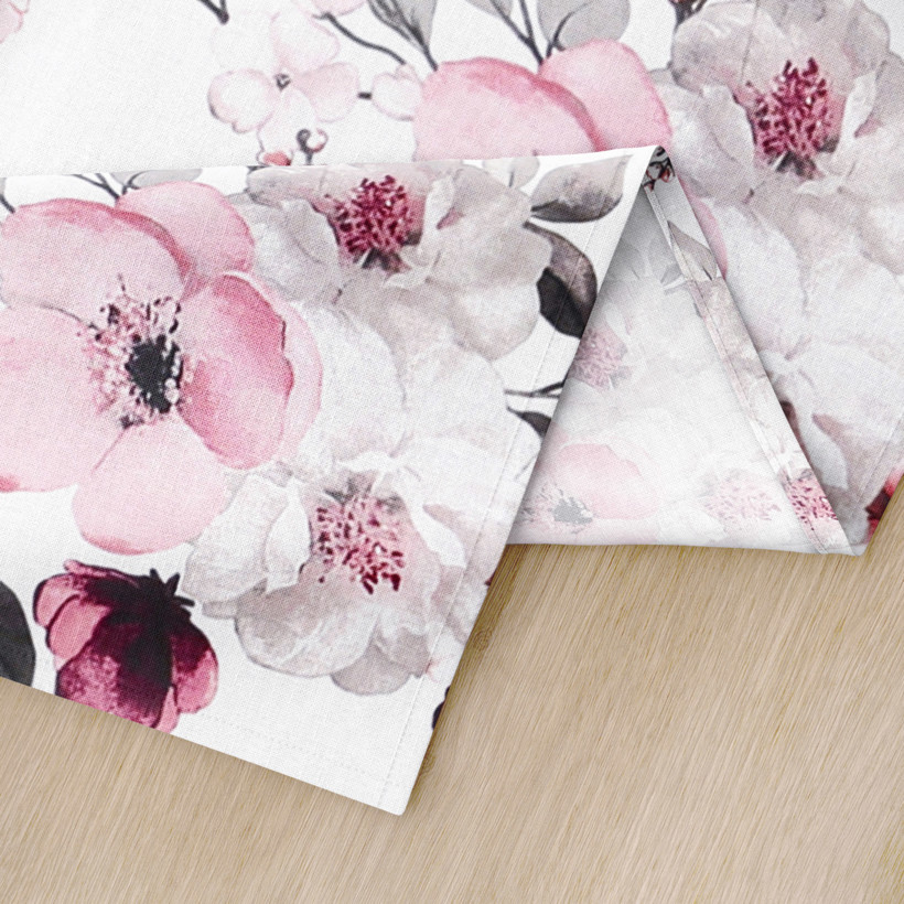 Bieżnik na stół z płótna bawełnianego - kwiaty sakury