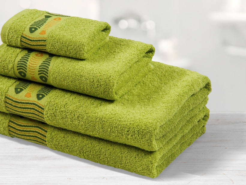 Ręcznik kąpielowy frotte Rybki - zielony