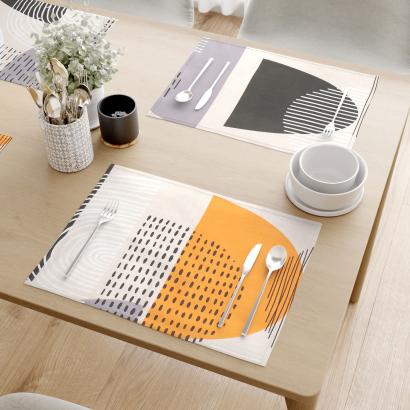 Podkładka na stół z płótna bawełnianego - kolorowe abstrakcyjne kształty - 2szt.