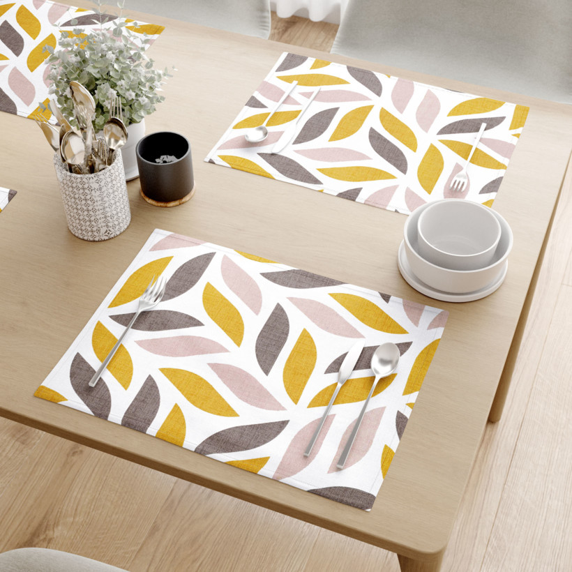 Podkładka na stół z płótna bawełnianego - złote i brązowe liście geometryczne - 2szt.