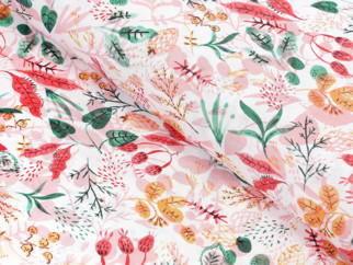 Tkanina dekoracyjna Loneta - kolorowe liście - szer. 140cm