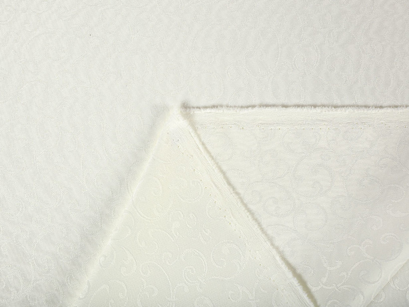 Luksusowa tkanina obrusowa plamoodporna - kremowa z małymi ornamentami