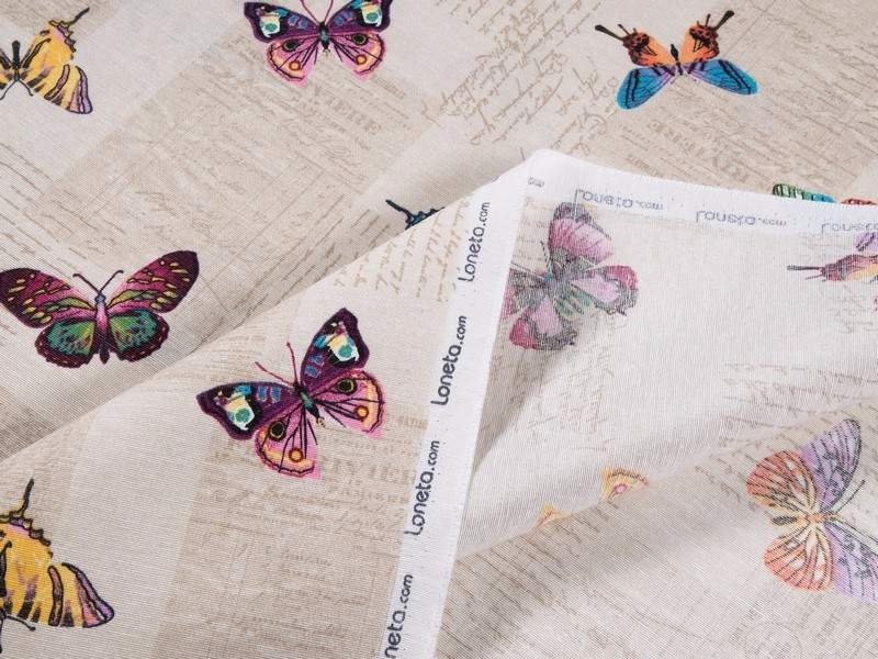 Tkanina dekoracyjna Loneta - motyle