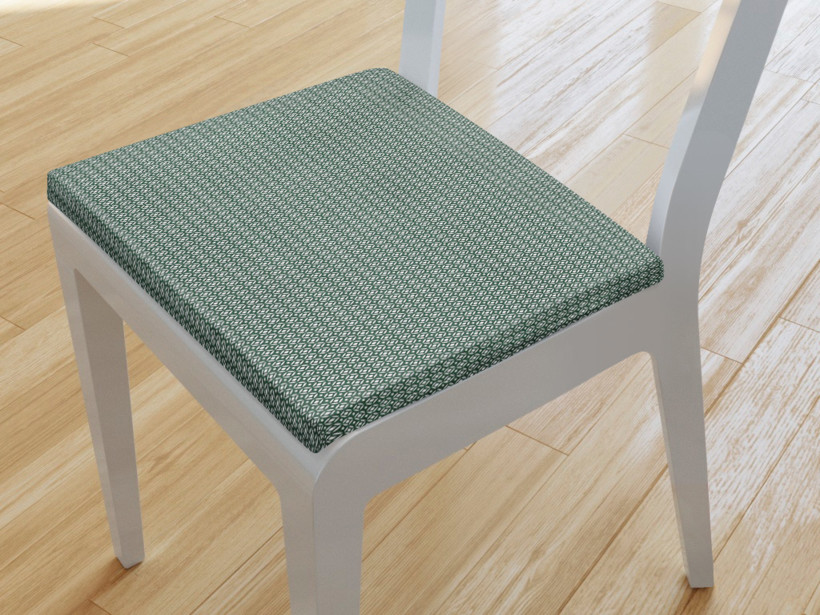 Kwadratowa poduszka na krzesło 38x38 cm - geometryczne kształty na ciemnozielonym
