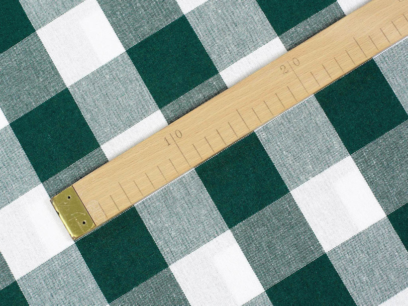 Mocna tkanina bawełniana Kanafas 230 g/m2 - duża zielono-biała kratka