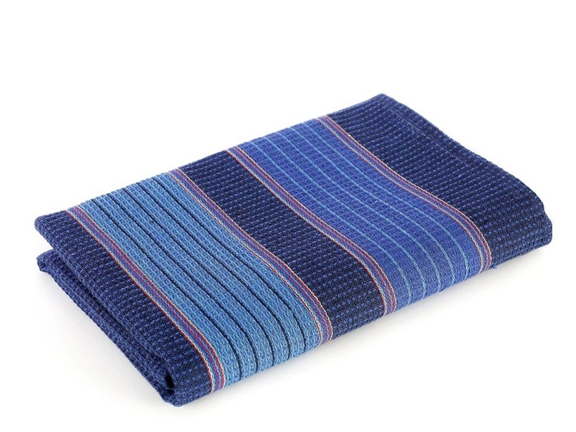 Ręcznik roboczy waflowy - niebieski z szerokimi paskami