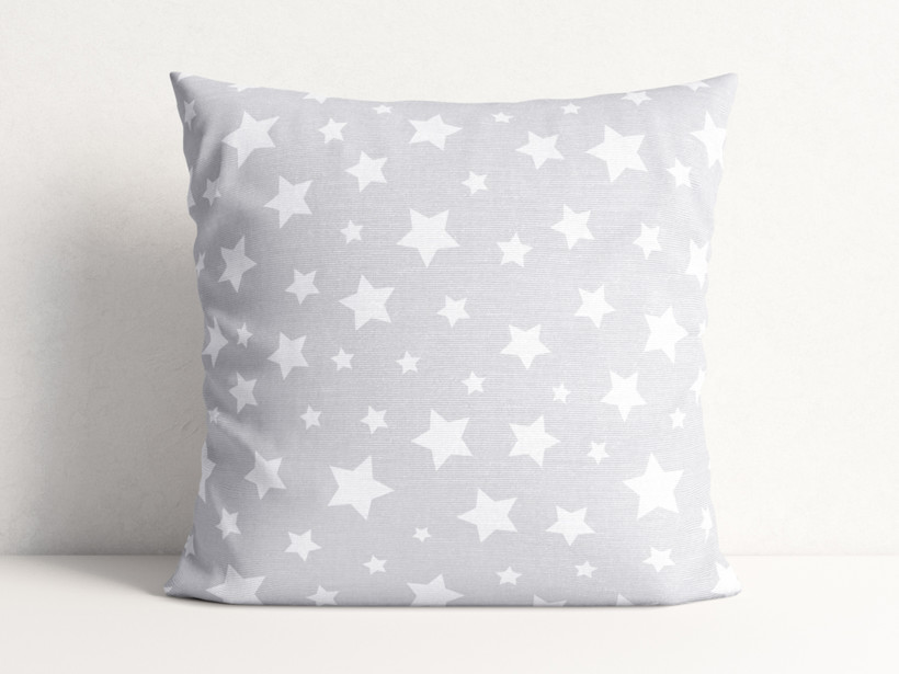 Poszewka na poduszkę dekoracyjna Loneta - białe gwiazdy na szarym