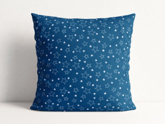 Poszewka na poduszkę bawełniana - białe gwiazdki na niebieskim