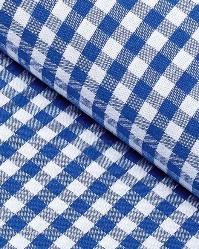 Mocna tkanina bawełniana Kanafas 230 g/m2 - mała niebiesko-biała kratka