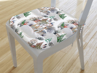 Zaokrąglona poduszka na krzesło 39x37 cm Loneta świąteczna - zaśnieżone miasto