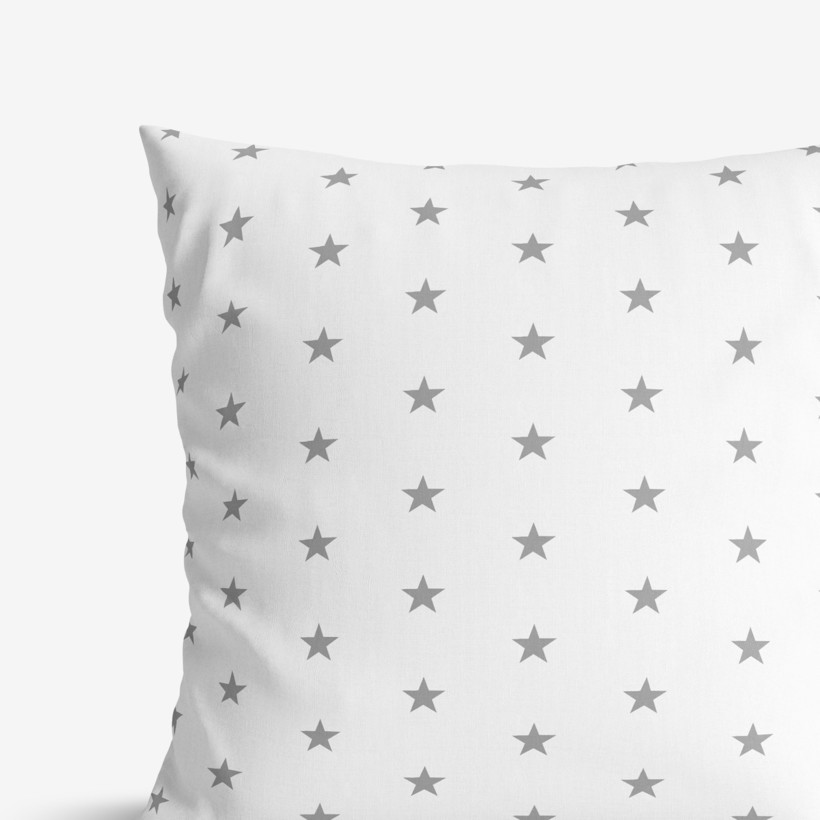 Poszewka na poduszkę bawełniana świąteczna - szare gwiazdki na białym