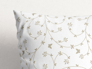 Poszewka na poduszkę bawełniana - złote beżowe kwiatki i motylki na białym