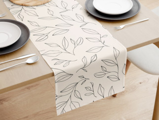 Bieżnik na stół bawełniany - liście na naturalnym