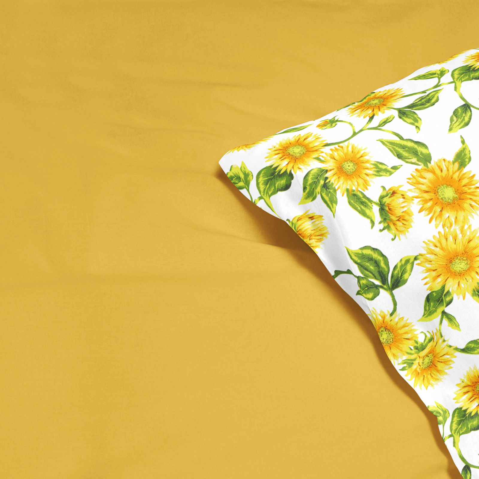 Pościel bawełniana Duet - słoneczniki z miodowym żółtym