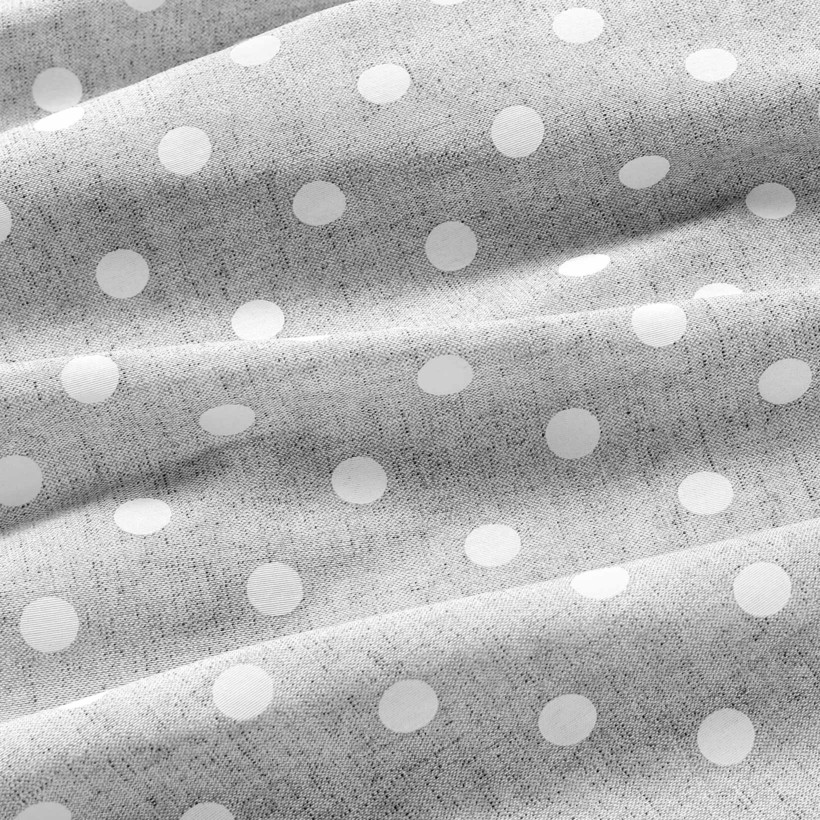 Tkanina dekoracyjna Loneta - białe kropki na szarym
